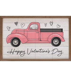 Happy Valentine's Pink Truck Whitewash